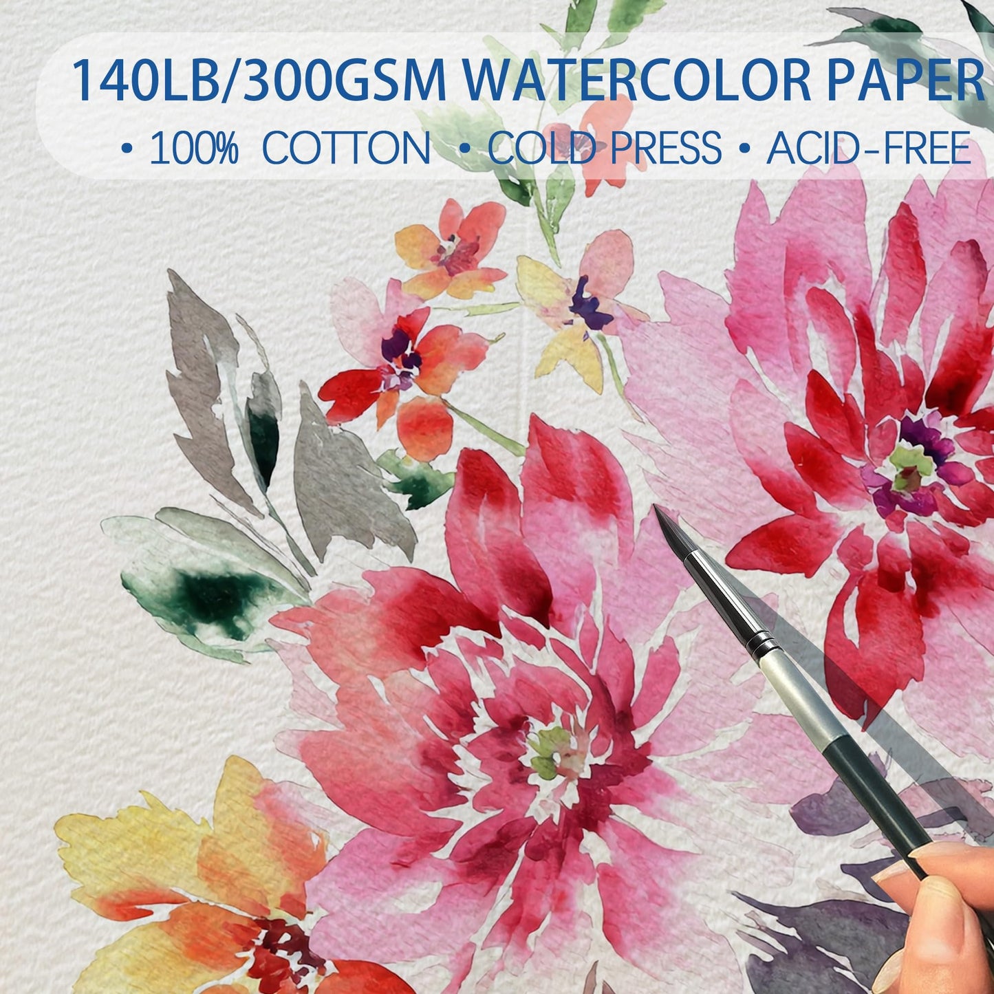 50 Pack Blank Watercolor Cards with Envelopes 4 x 6 Inch 140lb/300GSM 100% Cotton Heavyweight Foldable Water Color Cardstock, Acid-Free Watercolor Cards to Paint for Christmas Birthday