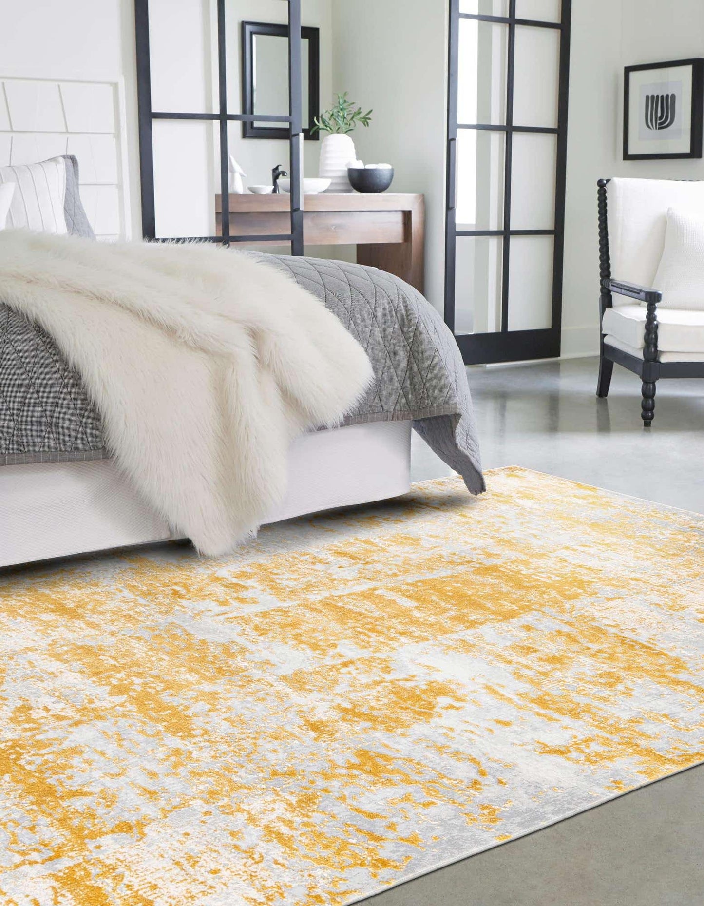 Unique Loom Finsbury Collection Area Rug - Elizabeth (7' 10" x 10' Rectangle, Yellow/ Ivory)