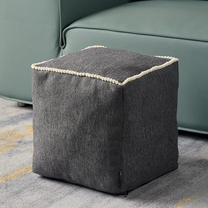 17x17in Louis Donn Geometric Unstuffed Pouf Cover Cotton Poufs with White Piping Contact Stiching Footstool Rest Soft