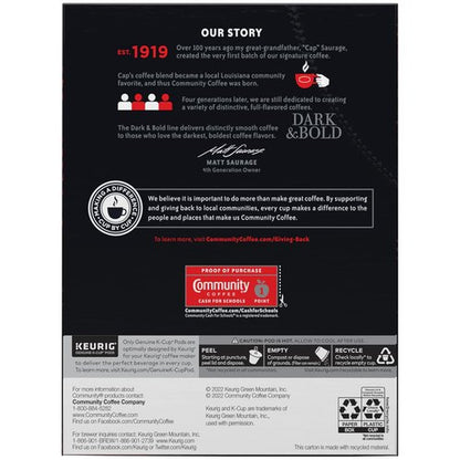 Community Coffee Dark & Bold Extra Boost Coffee Pods - 96 Count for Keurig 2.0 | Bold Flavor & Convenience