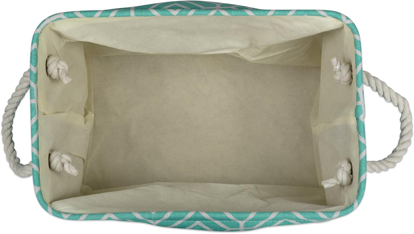 DII Large Rectangle Collapsible Polyester Storage Bin, Aqua, Stained Glass