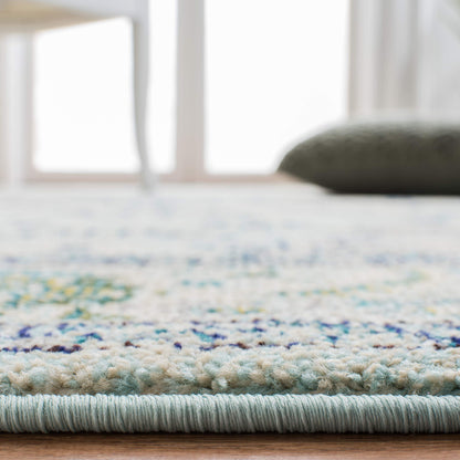 SAFAVIEH Monaco Collection Area Rug - 9' x 12', Light Blue & Ivory, Non-Shedding & Easy to Clean, Distressed Medallion Design, Ideal for Living Room, Bedroom, Dining Space (MNC243K)