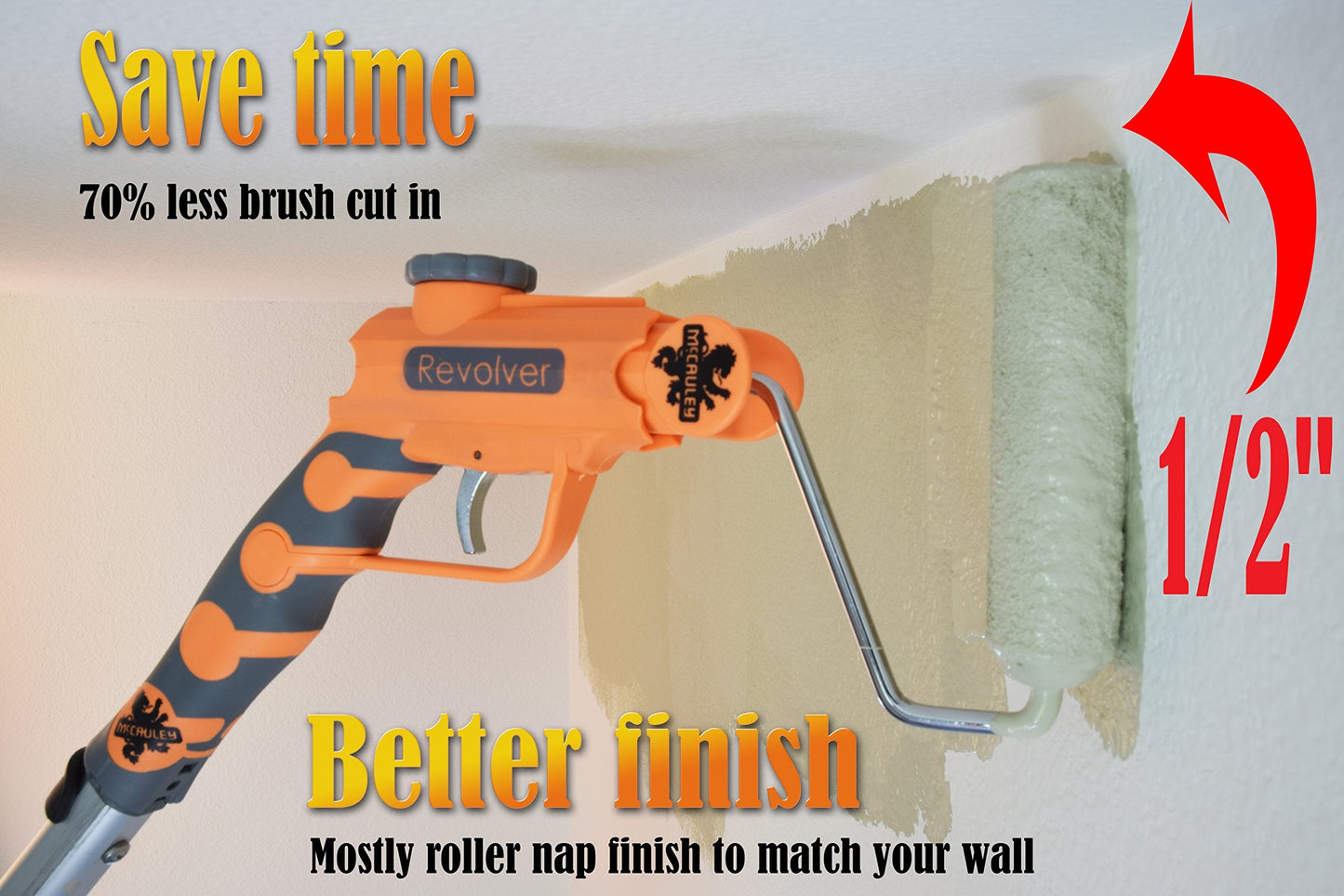 McCauley Tools Revolver- Heavy Duty, Long Handle Paint Brush Extender and Roller Holder, Paint Edger Tool for High Ceilings, Corner Painting Tool Compatible with All Threaded and Locking Poles