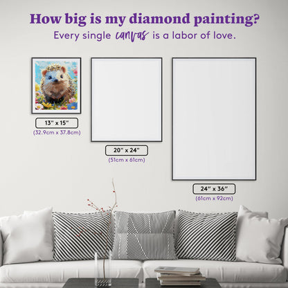 DIAMOND ART CLUB Hedgehog Cutie Diamond Painting Kit, Fun DIY Crafts for Adults, Square Diamond Art Canvas, 13" x 15" (32.9 cm x 37.8 cm)