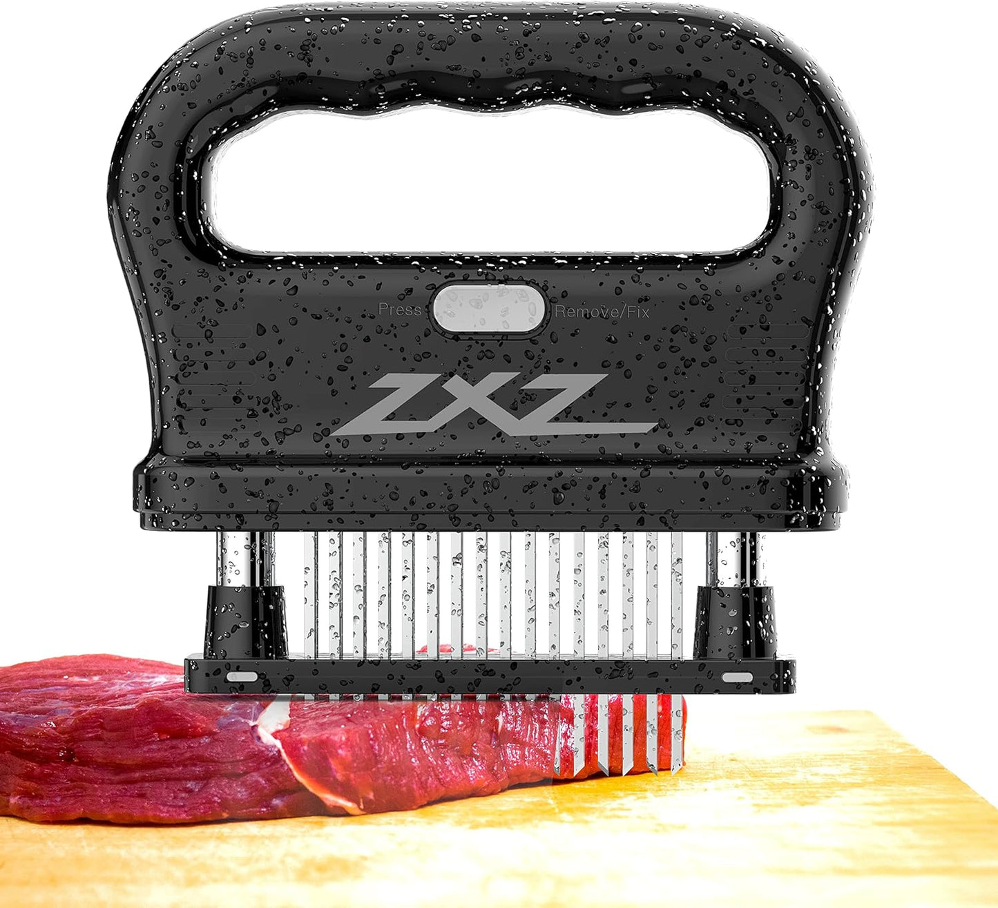 ZXZ Premium Meat Tenderizer Mallet - 48 Stainless Steel Blades for Marinated Meats, Ideal Kitchen Tool for Chefs.
