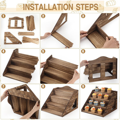 Yousoontic 4 Tier Wooden Soap Display Stand for Craft Shows Farmers Market Craft Fair Display Rack Portable Riser for Vendor Candle Cupcakes Jewelry Tumblers