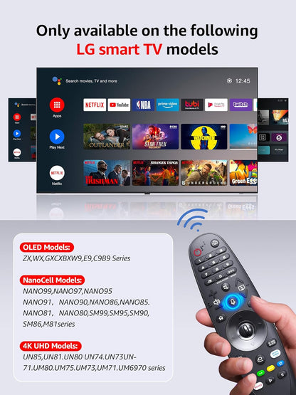 Magic Replacement for LG TV Remote with Voice and Pointer Function，AKB75855501 and MR20GA for LG Smart TV Remote（OLED/NANOCELL/ 4K UHD Models with Netflix and Prime Video Hot Keys,Google/Alexa