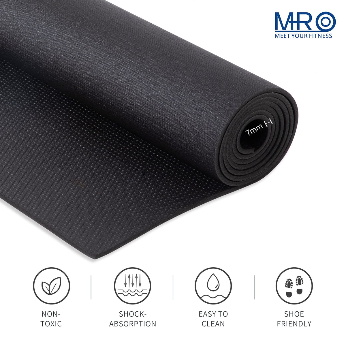 MRO Extra Large Exercise Mat 12'x7'/9'x7'/7'x7'/7'x5'(7mm), High-Density Workout Mats for Home Gym Flooring, Non-Slip, Extra Thick Durable Cardio Mat, Ideal for Plyo, MMA, Jump Rope - Shoe Friendly