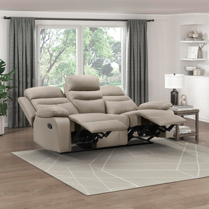 Lexicon 86.5" W Manual Reclining Sofa, Top Grain Leather Match Reclining Sofa, Home Theater Seating, Wall Hugger Recliner Couch, Manual Double Recliner RV Couch for Living Room, Latte