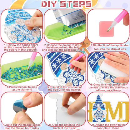 Yousoontic 25 Pcs Magnetic Diamond Art Easter Interchangeable Gnome Wall Decor 13.8 x 6.8 Inch Spring Hanging Seasonal Welcome Sign DIY Detachable Decorations or Front Door Home Farmhouse Gifts