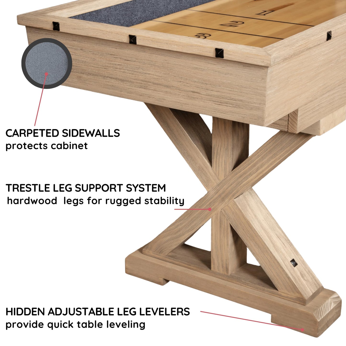 12 FT Solid Wood Shuffleboard Table, Comes in 2 6' Pieces Goes Around Stairs & Hallways, Multi Game