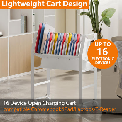 Yunphia US Charging Cart for Chromebook, Fit Up to 16 Laptop,ipad or Chromebooks,Portable Charging Stand,Compatible with Any Screen Size, Easy Access Slots, Removable Dividers,Surge Protection.