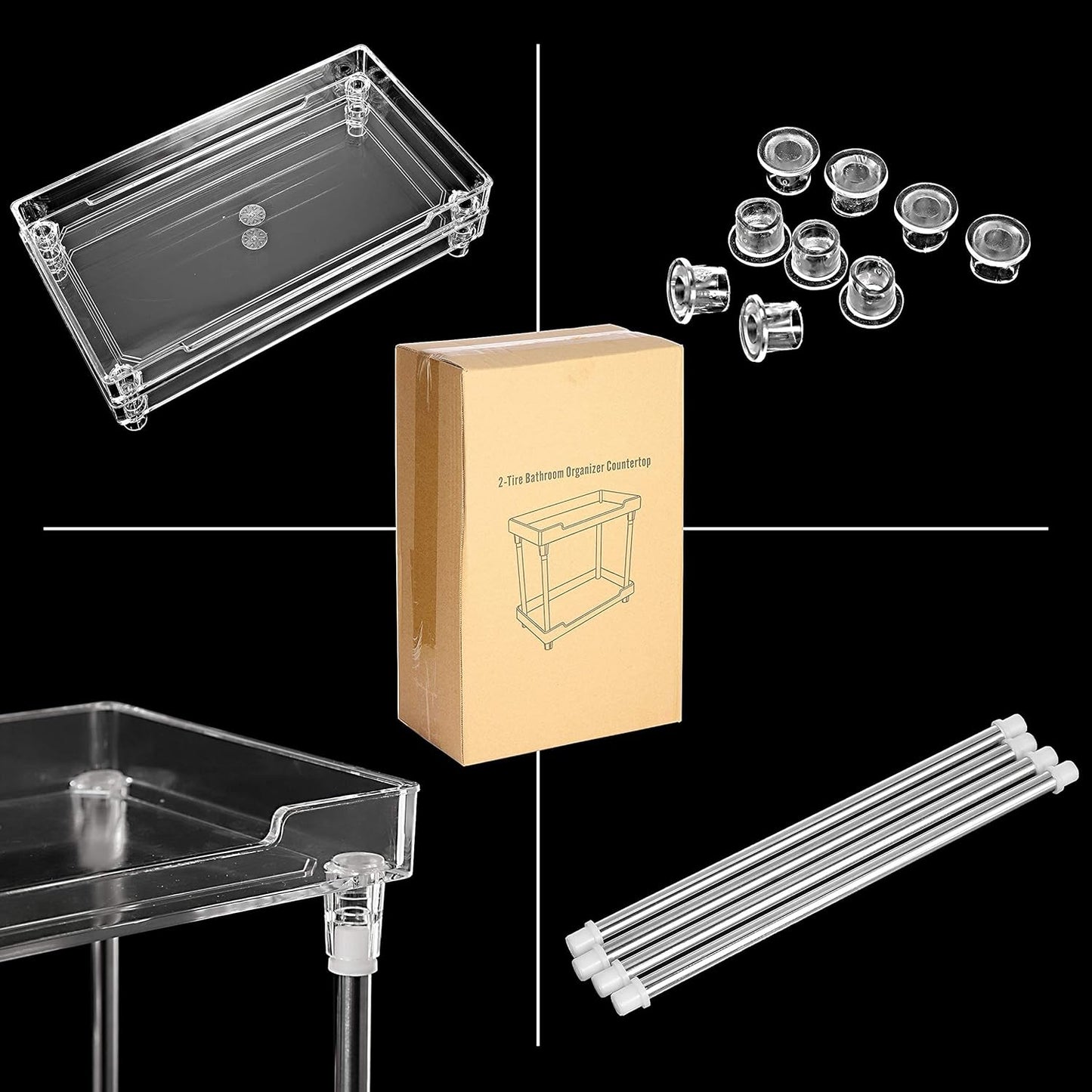 Multi-Functional Bathroom Organizer Countertop for Makeup, Skincare, and More, Acrylic 2-Tier Vanity Tray