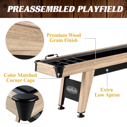 Barrington Billiards 9ft Wentworth Shuffleboard Table with Scratch-Resistant Black Playfield and 8-Puck Set Perfect for Game Rooms
