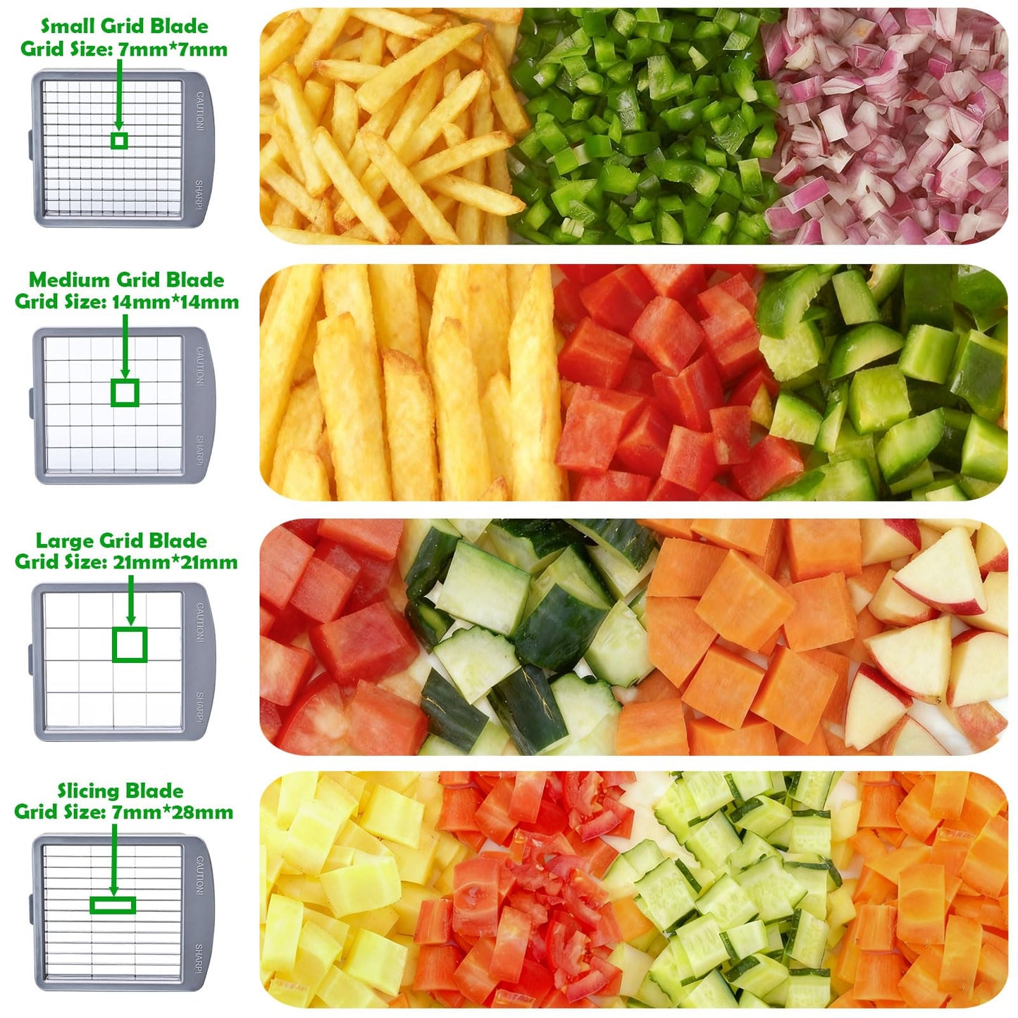 French Fry Cutter Goldtree Commercial Vegetable Chopper Professional Stainless Steel Potato Cutter Food Onion Dicer With 4 Replacement Blades for Tomatoes Fruit Carrots Cucumbers