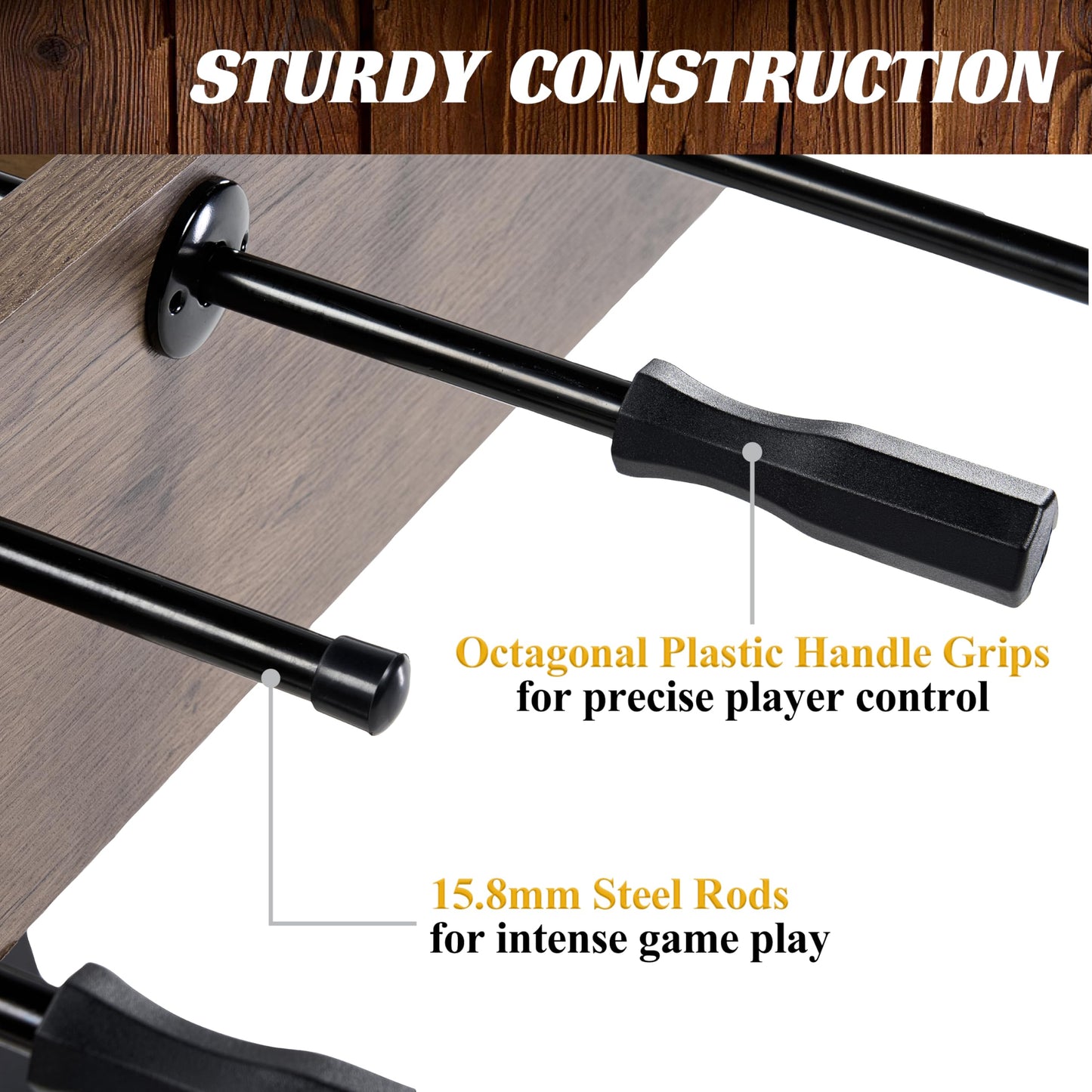 Barrington Billiards 58” Coventry Foosball Table, Durable Metal Legs and Stylish Design with Tabletop Sports Soccer Balls, Perfect for Family Game Rooms