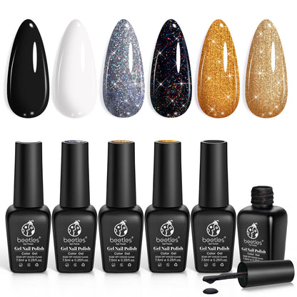 Beetles Cat Eye Gel Nail Polish Set, 6 Colors Glitter Red Pink Shiny Brown Burgundy Purple Blue Green Magnetic Effect Sparkle Stunning Nail Gel Polish Kit Soak Off UV Manicure Gifts for Women