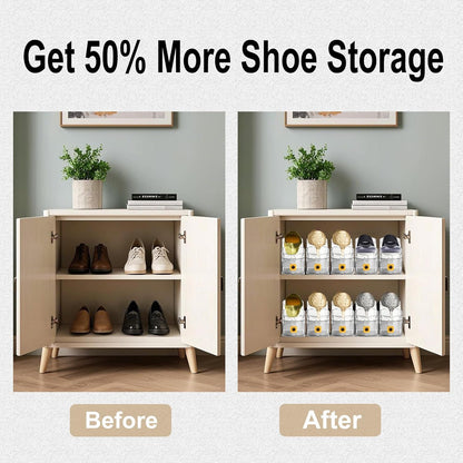 12PACK Closet Clear Shoe Slot Organizers Shoe Stacker Rack Organizer for Adjustable Shoes Holders Space Saver Zapateras