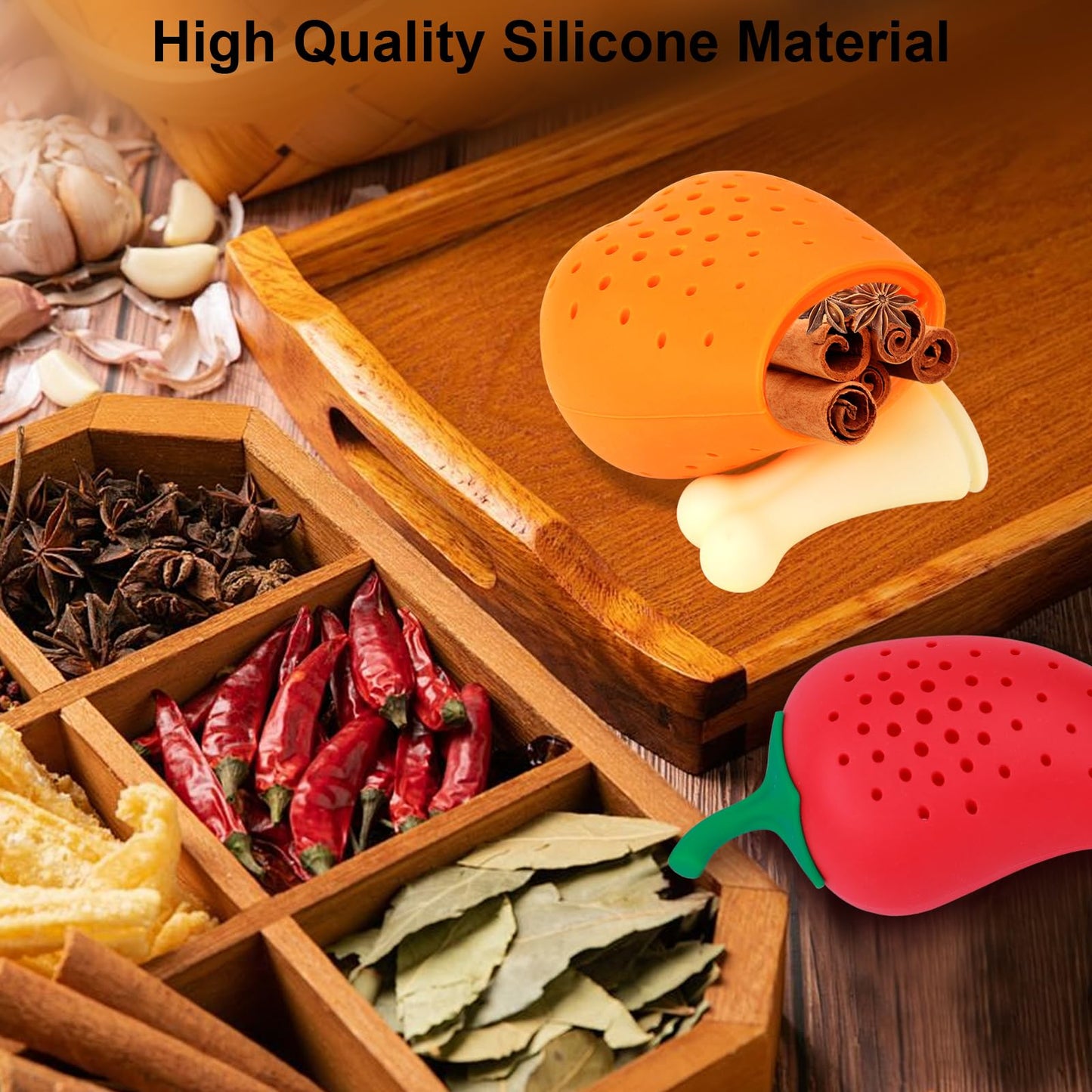 PRATIQUE Creative 2PCS Chicken Leg Chili Large Capacity Silicone Filter Seasoning Strainer Cooking, Spice Infuser for Enhancing Soups, Stews, Cider, Wine Especially Brewing Large Quantities Of Tea
