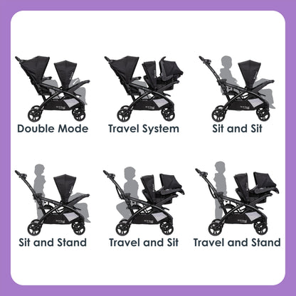 Baby Trend Sit N' Stand® Double 2.0 Stroller, Dash Black