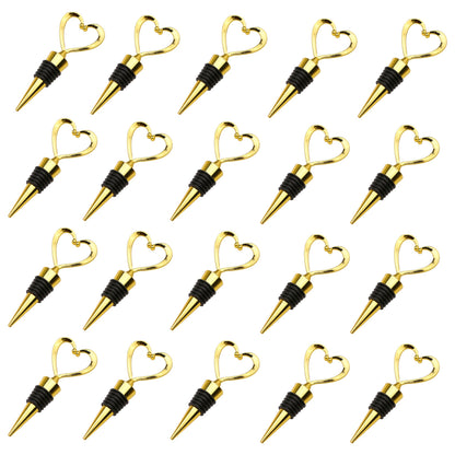 Marsrut (20PCS) Heart-Shaped Bottle Stoppers, 4.1"" Long, For Wine & Beverage in Stainless Steel, Love Elegant Design for Guests (Gold Color), Normal, heart-bottle-stoppers-140324