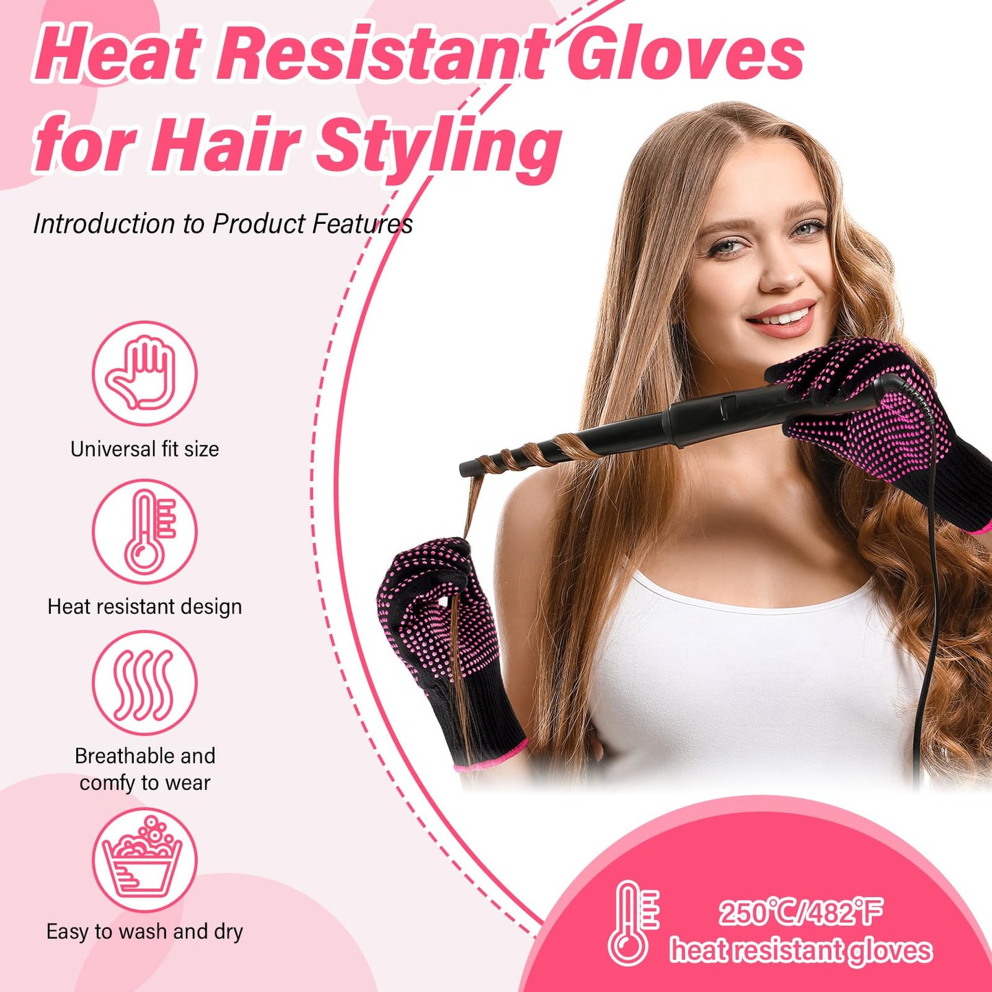 Suhine 20 Pcs Professional Heat Resistant Gloves for Hair Styling Curling Heat Resistant Work Gloves(Silicone Bumps Style)