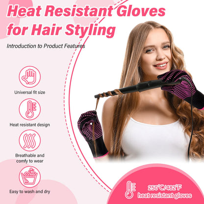 Suhine 20 Pcs Professional Heat Resistant Gloves for Hair Styling Curling Heat Resistant Work Gloves(Silicone Bumps Style)