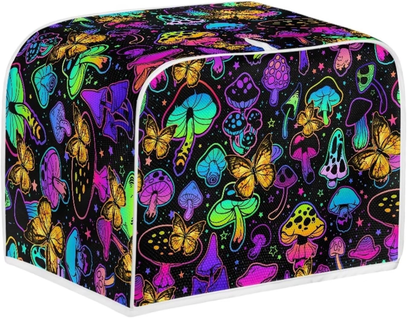 Gomyblomy Mushroom Butterfly Toaster Cover, Polyester Fabric Dustproof Cover for Kitchen, Washable Microwave Oven