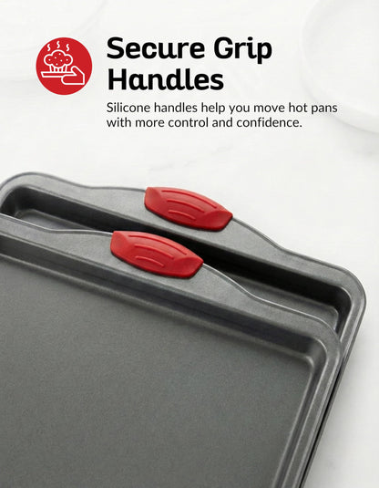 Boxiki Kitchen Non-Stick Baking & Cookie Sheet Pan Non-Toxic 11x14 Inch Rimmed Carbon Steel Baking Sheet. Dent, Warp and Rust Resistant. Heavy Gauge Steel Oven Baking Sheet. 1 Tray.