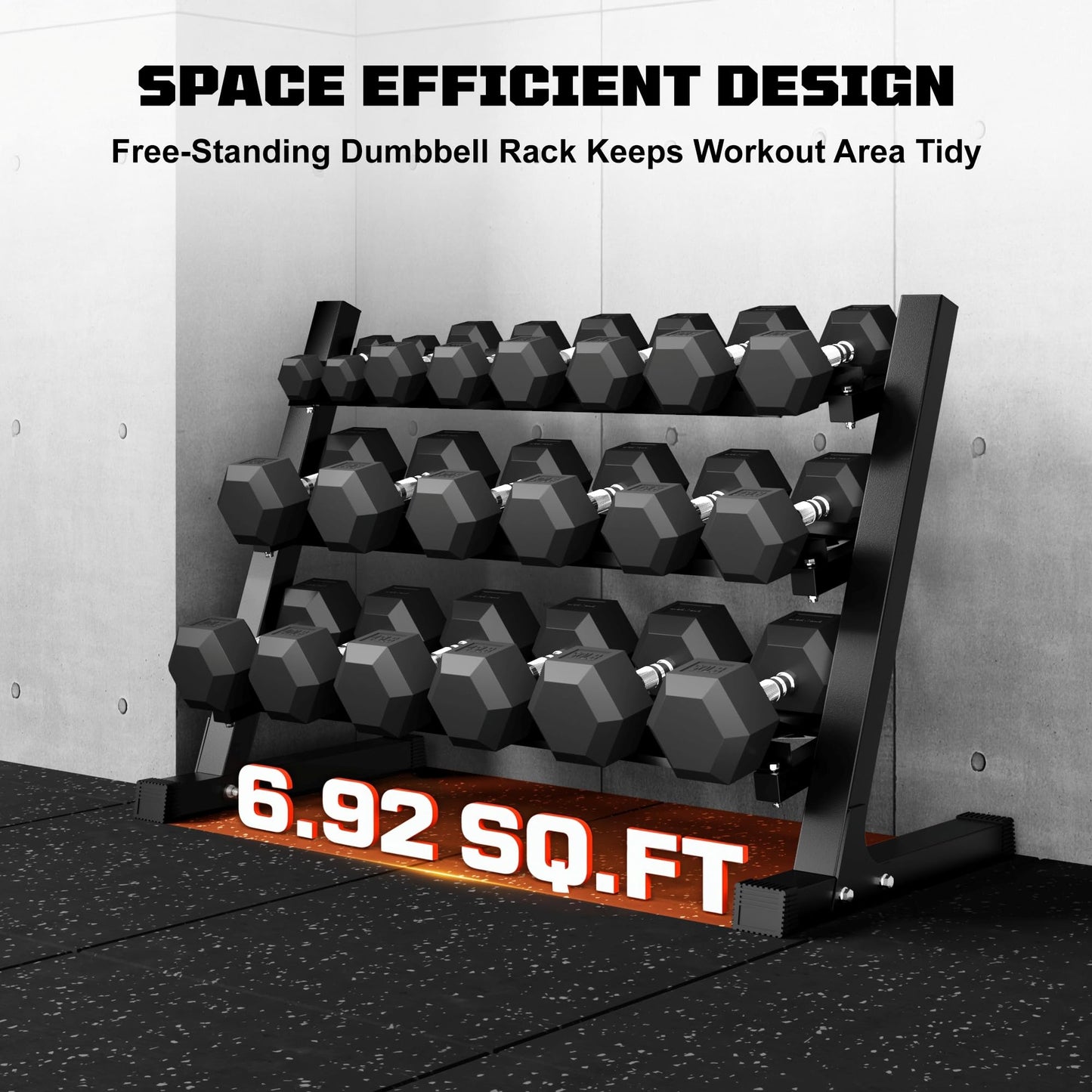 GOIMU Dumbbell Sets with Rack, Rubber Hex Dumbbells, 220/280/360/450/550LBS, Hand Weights with Chrome Handle for Strength Training(550LBS with Rack)