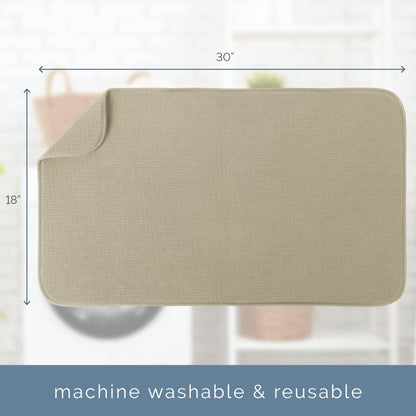 S&T INC. Dish Drying Mat Jumbo, 18” x 30”, Absorbent Microfiber Kitchen Counter Mat, Dish Drying Pad for Dishes, Utensils, Pots and Pans, Jumbo, Pure Cashmere