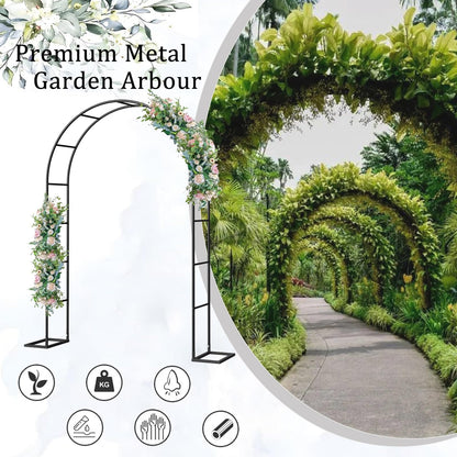 Metal Garden Arch Wedding Trellis for Climbing Plants Pergola Arbor for Roses & Various Flowers Bridal Party Backdrop Stand (Size: 140x240x40CM)