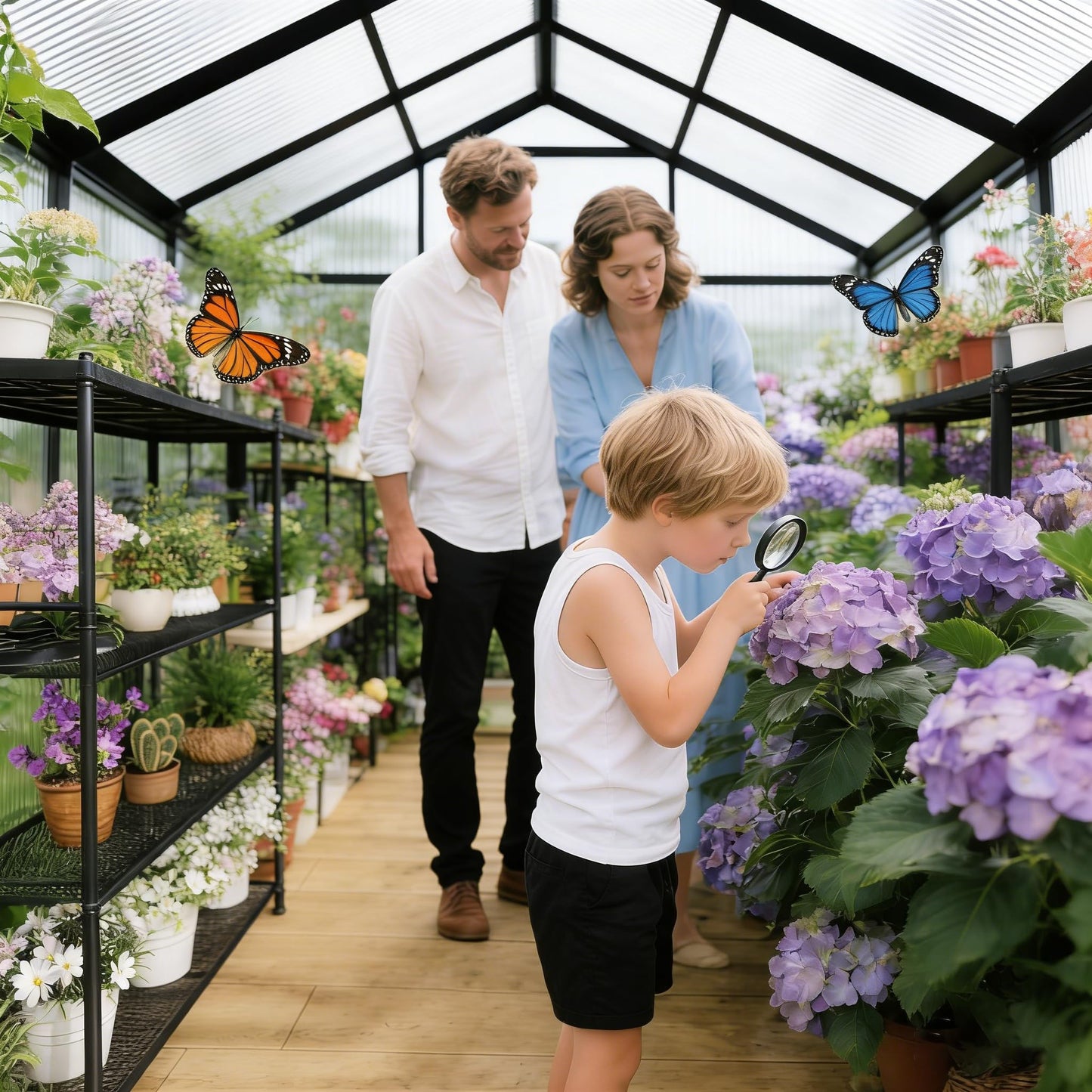 8x14FT Greenhouse for Outdoors, Polycarbonate Greenhouse with Quick Setup Structure and Roof Vent, Aluminum Large Walk-in Green House for Outside Garden Backyard, Dark Gray