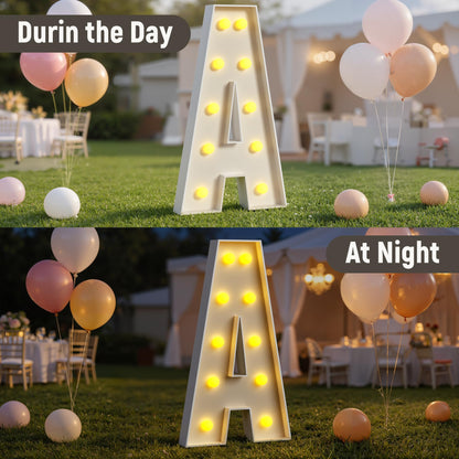 Mixifox Marquee Letters 4 Feet Tall, 4FT Large Light up Letters A, Big Sign A with Warm White Light for Birthday Wedding Proposal Engagement Graduation Party Backdrop Decorations