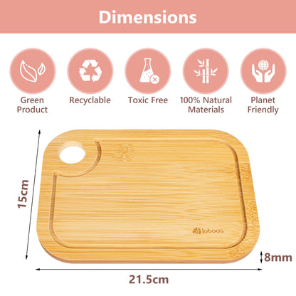 Mini Bamboo Cutting Board Set of 2 - Small Wooden Chopping Boards with Juice Groove, Lightweight & Compact for Baby Food, Dorm, Travel, Camping - 8.5”x6” Easy-to-Store Kitchen Essentials