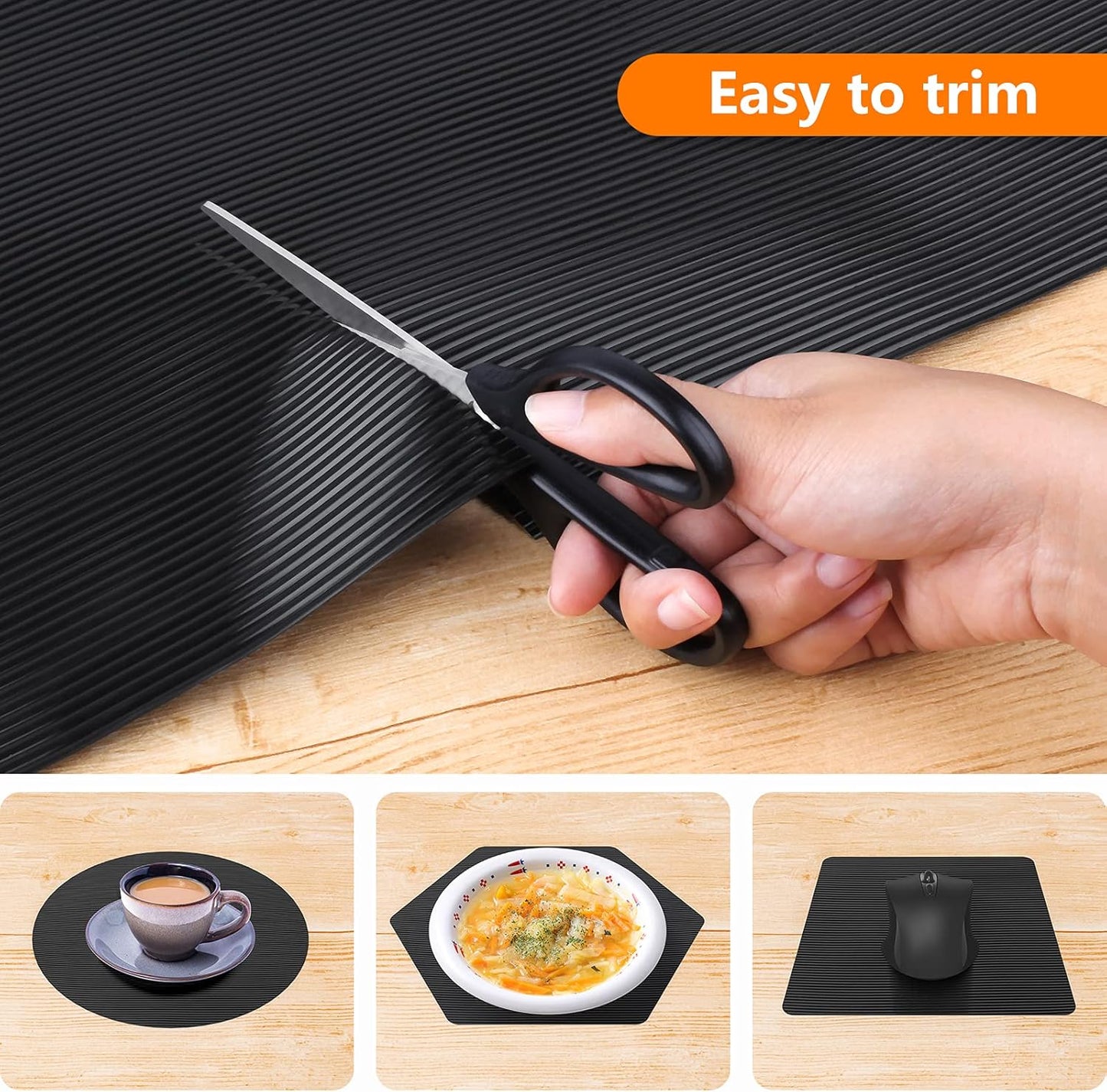 Shelf Liners for Kitchen Cabinets, Non-Adhesive EVA Material Drawer Liner, Washable Fridge Liner 11.8 x 59 Inches Black