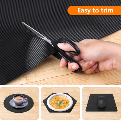 Black Shelf Liners for Kitchen Cabinets - Non-Adhesive Waterproof Washable Drawer Mat Liner for Bathroom and Pantry