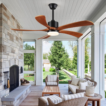 Forrovenco 72 In Ceiling Fans with Lights and Remote, USA Original Patent 72" Large Ceiling Fan, 3 Downrods, 5 Solid Wood Blades, 6 Speeds Quiet DC Motor Modern Outdoor Indoor Fan, 72in Yellow Walnut
