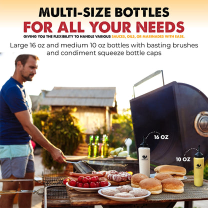 BBQ Brushes for Sauce – Silicone Basting Brush Dispenser for Grilling, Roasting & Baking - BBQ Sauce Bottles for Cooking, Marinades and Oils – Grilling Accessories & Gifts for Men