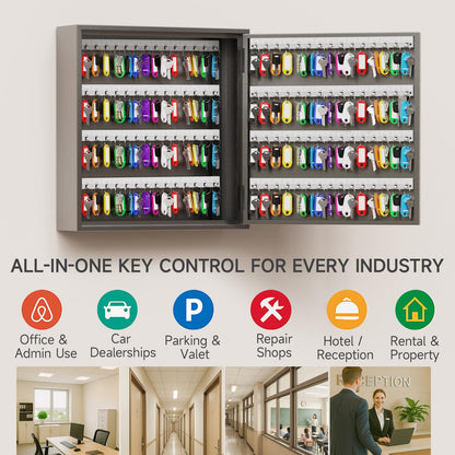 WeHere 120-Key Smart Key Lock Box – Wall Mounted Key Cabinet Organizer with App Access, One-Time Code, Bluetooth & WiFi Unlock (Sold Separately), Key Management System for School, Rental, Office