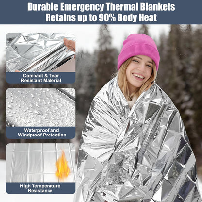 Shyyween Homeless Care Package Supplies Bulk Winter Emergency Blankets Beanies Hat Gloves Scarves Socks Bags for Men Women(6 Colors,300 Pcs)
