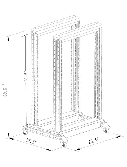 Raising Electronics Server Rack Open Frame Rack 4 Post 19 inch Adjustable Server/Audio Rack Cold Rolled Steel(15U,17 Depth)