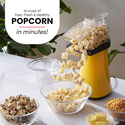 Elite Gourmet Fast Hot Air Popcorn Popper, 1300W Electric Maker with Measuring Cup & Butter Tray