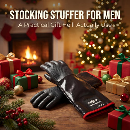 RAPICCA 700°F Heat Resistant BBQ Grill Gloves, Oil Resistant & Waterproof for Smoking, Grilling, Cooking, Deep Frying Turkey, Handling Hot Greasy Meat | Great Stocking Stuffers for Men