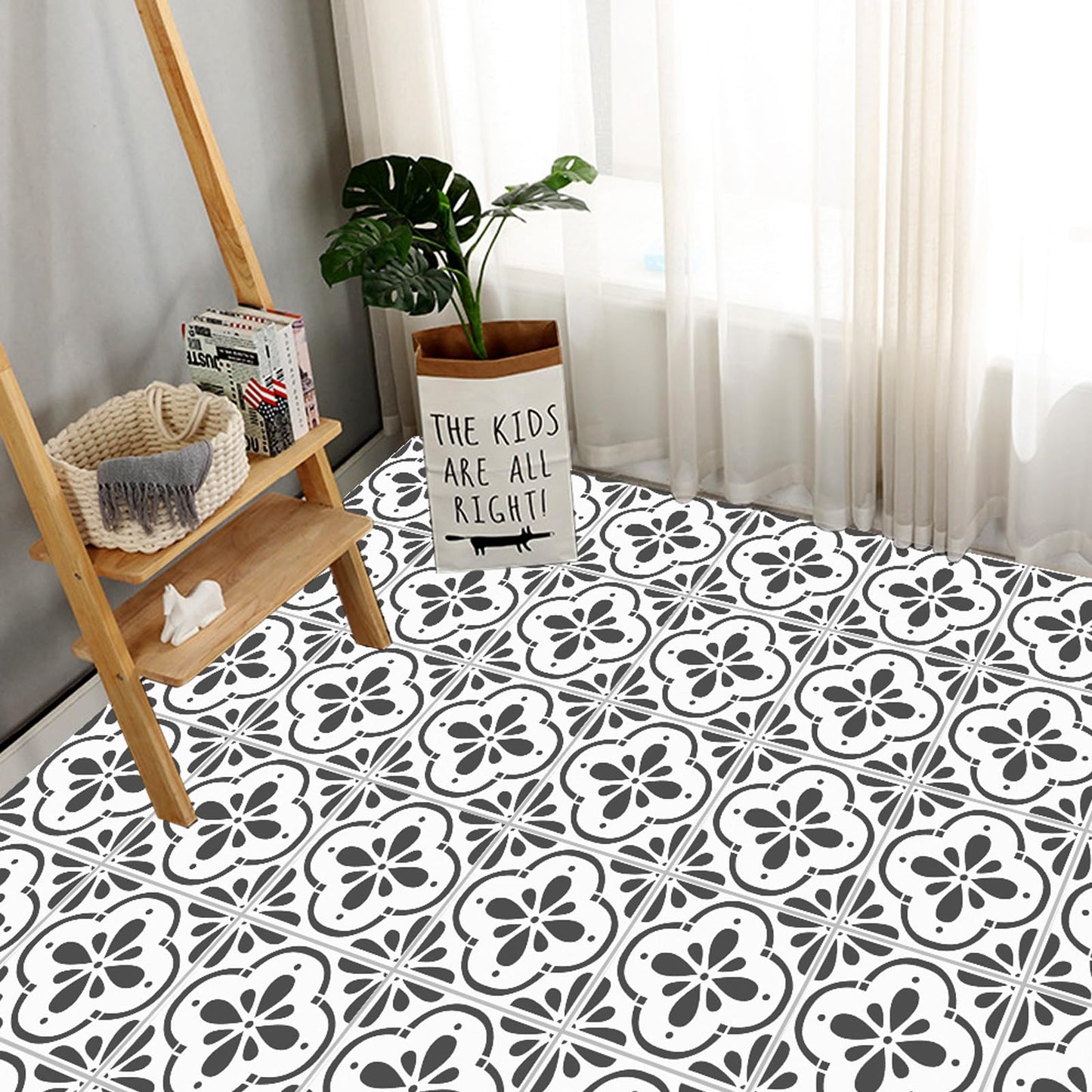 9PCS Large Floor Tile Stencils 12"x12" Reusable Wall Templates for Painting on Floors, Tile, Concrete Patio, Wall, Furniture, Canvas, Mexican Talavera Stencils Set