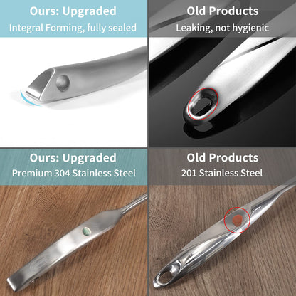 Skimmer Slotted Spoon, [Rustproof, Integral Forming, Durable] Newness 304 Stainless Steel Slotted Spoon with Vacuum Ergonomic Handle, Comfortable Grip Design Strainer Ladle for Kitchen, 14.96 Inches