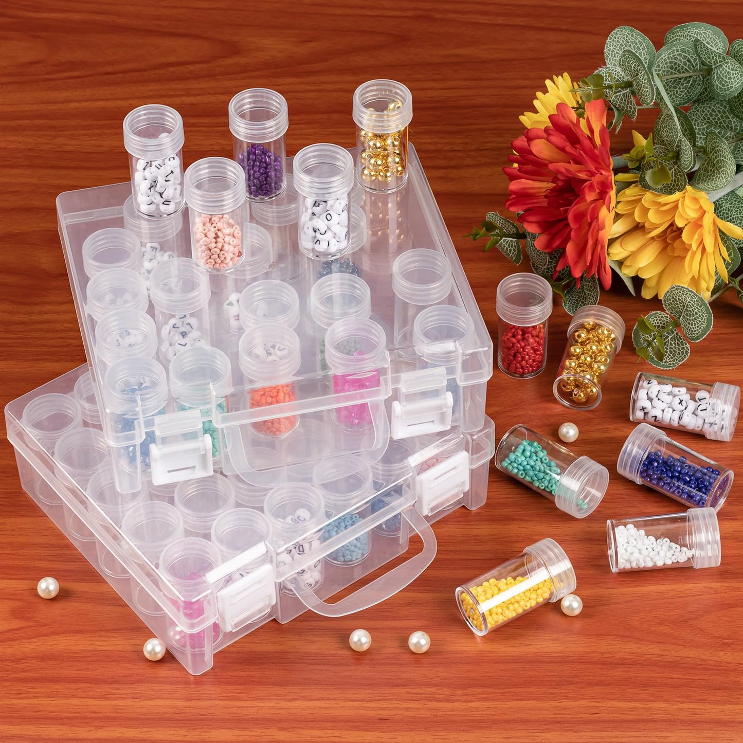 Bead Organizer, Bead Containers, 30 Grids Diamond Painting Storage Containers Clear Bead Organization Diamond Painting Accessories Small Storage Container for Beads Seeds Glitter Rhinestones (2 Pack)