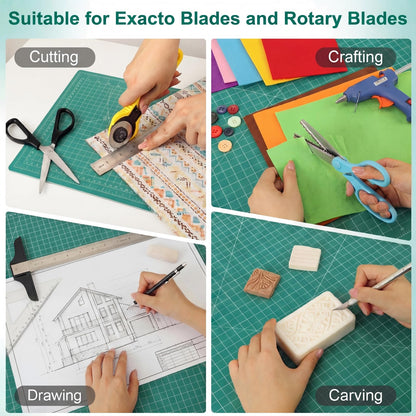 THMINS Self-Healing Sewing Mat, 12"18", 5-Ply Double-Sided Rotating Cutting Mat for Precision Sewing, Fabric Cutting, Crafts and Scrapbooking, A3, Green
