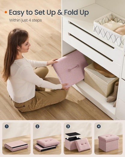12.2 16.1 12.2 Inches, 286 lb, ULSF094R01 SONGMICS Small Folding Storage Ottoman, Foot Rest Stool, x x Ottoman