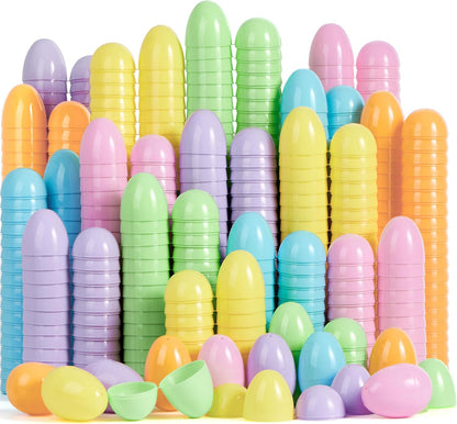 3.15" 25PCS JOYIN Pastel Easter Eggs, Large Plastic Eggs, Empty Colorful Fillable Eggshells for Easter Hunt, Party